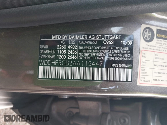 2010 Mercedes-Benz E E 350 Luxury with VIN WDDHF5GB2AA115447, listed as a IAAI auction lot 42068721 with 133,081 mi miles and . Bid and sale history available at carsss.com. Image 9.