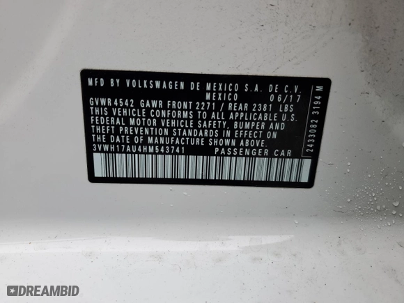2017 Volkswagen Golf Alltrack S with VIN 3VWH17AU4HM543741, listed as a Copart auction lot 51004275 with 88,417 mi miles and Salvage Title. Bid and sale history available at carsss.com. Image 12.