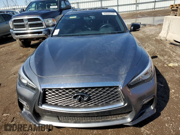 2018 Infiniti Q50 Red Sport 400 with VIN JN1FV7AR1JM700091, listed as a Copart auction lot 49920735 with 59,254 mi miles and Salvage Title. Bid and sale history available at DreamBid. Image 5.