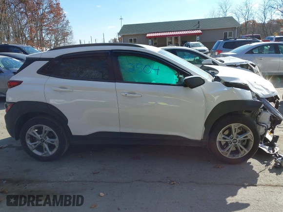 2023 Hyundai Kona SEL with VIN KM8K6CAB6PU955473, listed as a IAAI auction lot 40722504 with 25,675 mi miles. Bid and sale history available at carsss.com. Image 14.