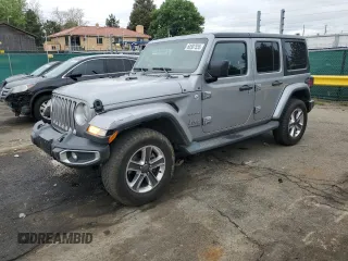 2020 Jeep Wrangler Unlimited Sahara with VIN 1C4HJXEN8LW181508, listed as a Copart auction lot 60907555 with 85,343 mi miles and Salvage title. Bid and sale history available at DreamBid. Image 1.