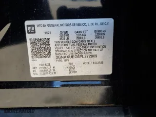 2023 Chevrolet Equinox LT with VIN 3GNAXUEG6PL272909, listed as a Copart auction lot 49807995 with 18,694 mi miles and Salvage Title. Bid and sale history available at carsss.com. Image 13.