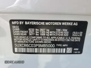 2023 BMW X5 xDrive40i with VIN 5UXCR6C03P9M85000, listed as a Copart auction lot 52116425 with 14,753 mi miles and Salvage Title. Bid and sale history available at carsss.com. Image 13.