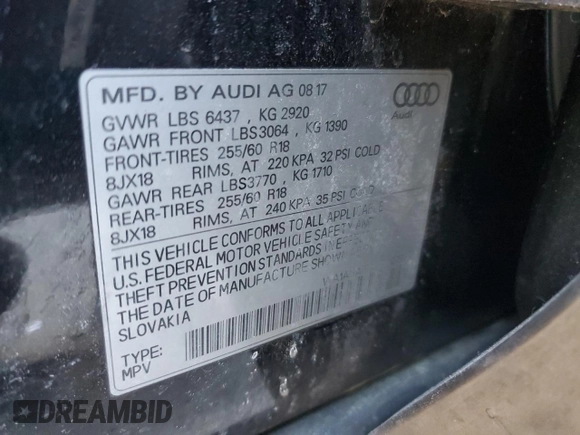 2018 Audi Q7 Premium z VIN WA1AHAF72JD007771, wystawiony jako Copart lot #45113455 z przebiegiem 105 891 mil mil oraz Szkoda całkowita • Salvage title. Historia ofert i sprzedaży dostępna na DreamBid. Obrazek 14.