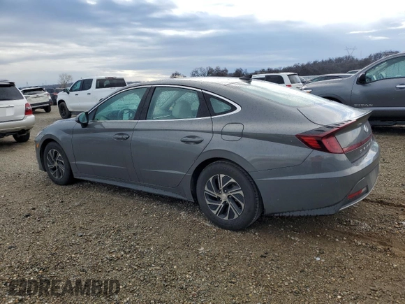 2020 Hyundai Sonata Hybrid Blue with VIN KMHL24JJXLA012298, listed as a Copart auction lot 45607435 with 111,726 mi miles and Salvage Title. Bid and sale history available at carsss.com. Image 2.