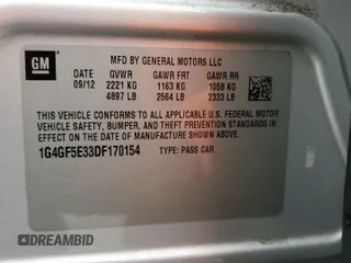 2013 Buick LaCrosse Premium 1 z VIN 1G4GF5E33DF170154, wystawiony jako Copart lot #59536615 z przebiegiem 213 717 mil mil oraz Szkoda całkowita • Salvage title. Historia ofert i sprzedaży dostępna na DreamBid. Obrazek 13.