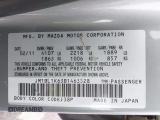 2011 Mazda 3 s Sport with VIN JM1BL1K63B1463528, listed as a IAAI auction lot 41979334 with 170,192 mi miles. Bid and sale history available at carsss.com. Image 9.