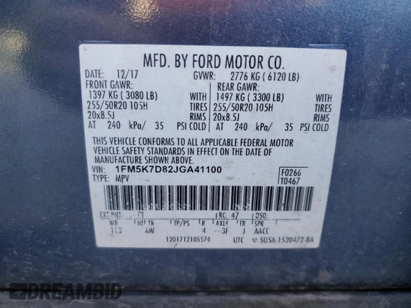 2018 Ford Explorer XLT z VIN 1FM5K7D82JGA41100, wystawiony jako Copart lot #53668305 z przebiegiem 117 733 mil mil oraz Szkody całkowita. Historia ofert i sprzedaży dostępna na DreamBid. Obrazek 13.