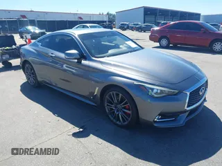2017 Infiniti Q60 Red Sport 400 with VIN JN1FV7EL6HM700944, listed as a IAAI auction lot 41764147 with 157,211 mi miles and . Bid and sale history available at carsss.com. Image 1.
