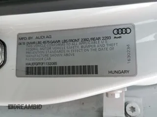 2015 Audi A3 2.0T Premium Plus with VIN WAUEFGFF0F1132085, listed as a Copart auction lot 54300513 with 71,028 mi miles. Bid and sale history available at carsss.com. Image 12.