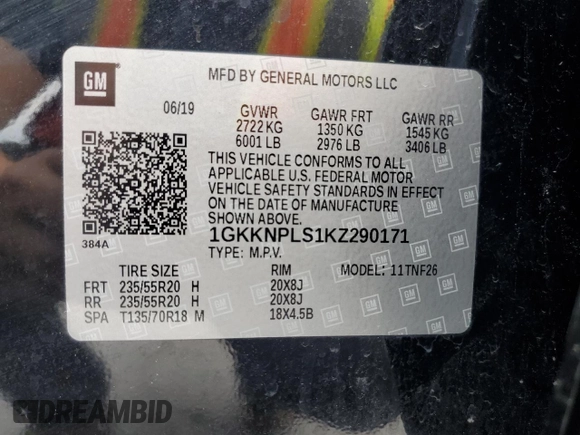 2019 GMC Acadia Denali with VIN 1GKKNPLS1KZ290171, listed as a Copart auction lot 51517215 with 82,413 mi miles and Salvage Title. Bid and sale history available at carsss.com. Image 15.