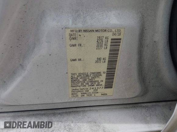 2018 Nissan Altima SV with VIN 1N4AL3AP2JC241377, listed as a IAAI auction lot 41782081 with 131,849 mi miles and . Bid and sale history available at DreamBid. Image 9.