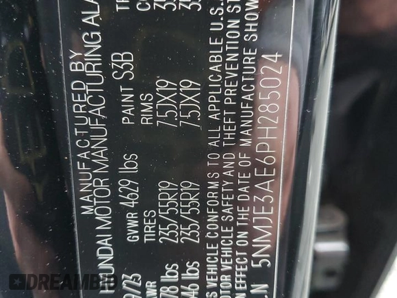 2023 Hyundai Tucson Limited with VIN 5NMJE3AE6PH285024, listed as a Copart auction lot 46081825 with Not Provided miles and Salvage Title. Bid and sale history available at carsss.com. Image 13.