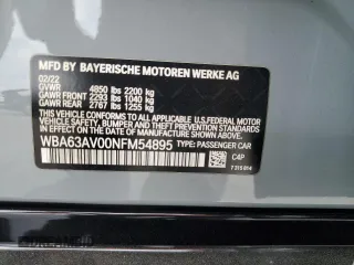 2022 BMW 4 Series 430i with VIN WBA63AV00NFM54895, listed as a Copart auction lot 59437215 with Not provided miles and Salvage title. Bid and sale history available at DreamBid. Image 12.