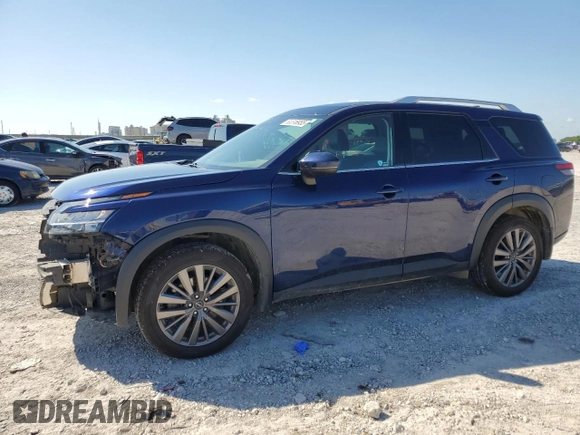 2023 Nissan Pathfinder SL z VIN 5N1DR3CB5PC214556, wystawiony jako Copart lot #55516955 z przebiegiem 34 942 mil mil oraz Szkoda całkowita • Salvage title. Historia ofert i sprzedaży dostępna na DreamBid. Obrazek 1.