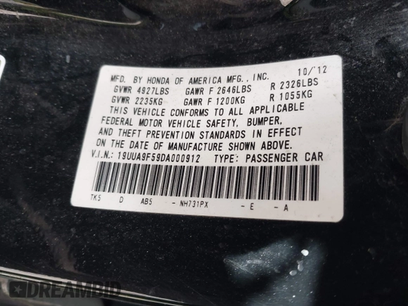 2013 Acura TL Technology z VIN 19UUA9F59DA000912, wystawiony jako IAAI lot #41533865 z przebiegiem 164 690 mil mil oraz . Historia ofert i sprzedaży dostępna na DreamBid. Obrazek 9.