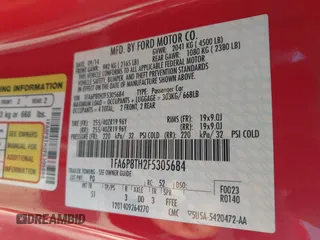 2015 Ford Mustang EcoBoost z VIN 1FA6P8TH2F5305684, wystawiony jako IAAI lot #42134264 z przebiegiem 108 910 mil mil oraz . Historia ofert i sprzedaży dostępna na DreamBid. Obrazek 9.