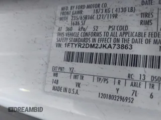 2018 Ford Transit с VIN 1FTYR2DM2JKA73863, выставлен на аукционе IAAI как лот 41656343 с пробегом 120 635 миль миль и . История ставок и продаж доступна на DreamBid. Изображение 9.
