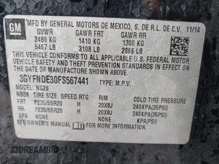 2015 Cadillac SRX Premium Collection with VIN 3GYFNDE30FS567441, listed as a IAAI auction lot 41898376 with 69,332 mi miles. Bid and sale history available at carsss.com. Image 9.