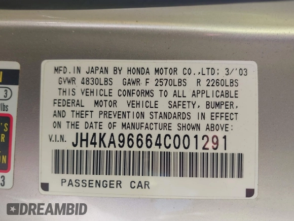 2004 Acura RL w/Navigation System z VIN JH4KA96664C001291, wystawiony jako IAAI lot #41678449 z przebiegiem 83 954 mil mil oraz . Historia ofert i sprzedaży dostępna na DreamBid. Obrazek 9.