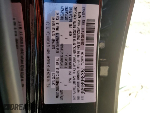 2023 Mazda 3 S Select with VIN 3MZBPABM9PM373052, listed as a Copart auction lot 49424205 with 29,630 mi miles and Salvage Title. Bid and sale history available at DreamBid. Image 12.