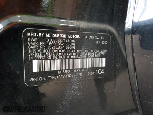 2020 Mitsubishi Mirage ES z VIN ML32F3FJXLHF12630, wystawiony jako Copart lot #53388365 z przebiegiem 33 043 mil mil oraz Czysty tytuł • Clean title. Historia ofert i sprzedaży dostępna na DreamBid. Obrazek 12.