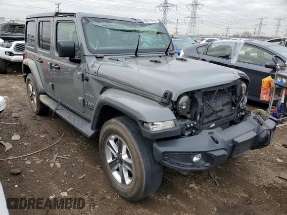 2021 Jeep Wrangler Unlimited Sahara High Altitude with VIN 1C4HJXEG3MW614509, listed as a Copart auction lot 80878533 with 45,660 mi miles and Clean title. Bid and sale history available at DreamBid. Image 4.