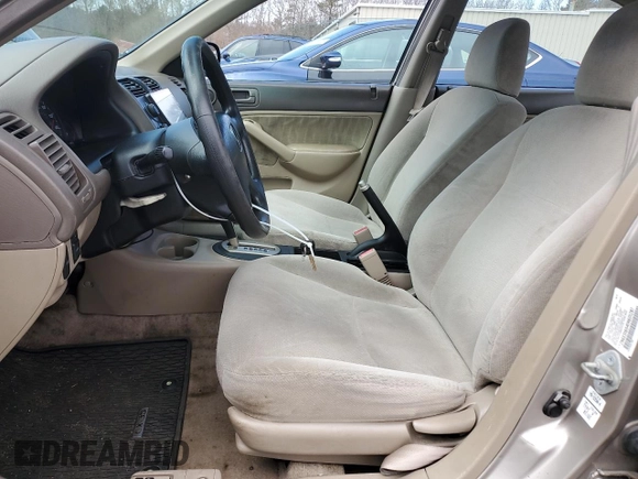 2001 Honda Civic LX with VIN 2HGES16541H601287, listed as a Copart auction lot 49763355 with 141,330 mi miles and Salvage Title. Bid and sale history available at carsss.com. Image 7.