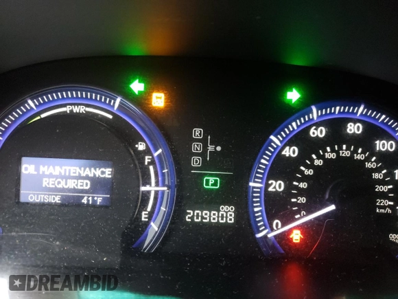 2010 Lexus HS 250h with VIN JTHBB1BA1A2012760, listed as a Copart auction lot 46482355 with 209,808 mi miles and Salvage Title. Bid and sale history available at DreamBid. Image 9.