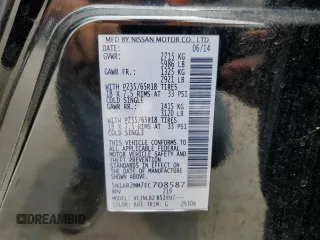 2014 Nissan Pathfinder SL with VIN 5N1AR2MM7EC708587, listed as a Copart auction lot 59319405 with 206,268 mi miles and Clean title. Bid and sale history available at DreamBid. Image 13.
