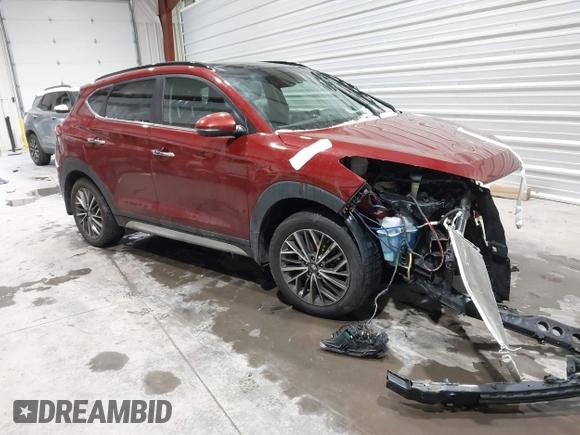 2019 Hyundai Tucson Ultimate with VIN KM8J3CAL2KU005486, listed as a IAAI auction lot 41605303 with 4,033 mi miles. Bid and sale history available at carsss.com. Image 1.