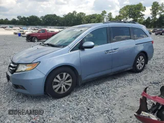 2014 Honda Odyssey EX-L z VIN 5FNRL5H6XEB128145, wystawiony jako Copart lot #65729015 z przebiegiem 274 206 mil mil oraz Czysty tytuł • Clean title. Historia ofert i sprzedaży dostępna na DreamBid. Obrazek 1.