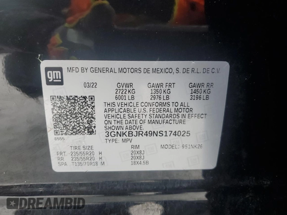 2022 Chevrolet Blazer LT z VIN 3GNKBJR49NS174025, wystawiony jako Copart lot #88079315 z przebiegiem 34 388 mil mil oraz Szkoda całkowita • Salvage title. Historia ofert i sprzedaży dostępna na DreamBid. Obrazek 12.