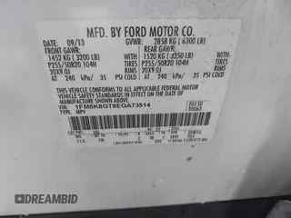 2014 Ford Explorer Sport with VIN 1FM5K8GT8EGA73514, listed as a IAAI auction lot 41976301 with 201,615 mi miles and . Bid and sale history available at DreamBid. Image 9.