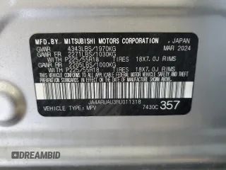 2024 Mitsubishi Outlander S z VIN JA4ARUAU3RU011318, wystawiony jako Copart lot #57679855 z przebiegiem 25 882 mil mil oraz Szkoda całkowita • Salvage title. Historia ofert i sprzedaży dostępna na DreamBid. Obrazek 14.