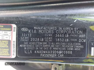 2013 Kia Rio LX z VIN KNADM4A39D6210988, wystawiony jako IAAI lot #41875368 z przebiegiem 161 570 mil mil oraz . Historia ofert i sprzedaży dostępna na DreamBid. Obrazek 9.