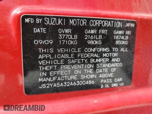 2010 Suzuki SX4 z VIN JS2YA5A32A6300486, wystawiony jako Copart lot #52340575 z przebiegiem 200 190 mil mil oraz Szkody całkowita. Historia ofert i sprzedaży dostępna na DreamBid. Obrazek 15.