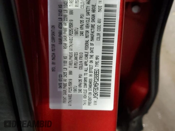 2023 Mazda CX-5 S Premium with VIN JM3KFBDM5P0288650, listed as a Copart auction lot 56188885 with 20,405 mi miles and Salvage Title. Bid and sale history available at DreamBid. Image 13.