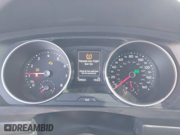 2018 Volkswagen Tiguan S with VIN 3VV0B7AX8JM076693, listed as a IAAI auction lot 42044886 with 109,660 mi miles and . Bid and sale history available at DreamBid. Image 7.