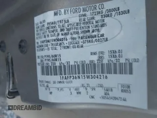 2005 Ford Focus SE with VIN 1FAFP36N15W304216, listed as a IAAI auction lot 41950778 with 241,997 mi miles and . Bid and sale history available at carsss.com. Image 9.