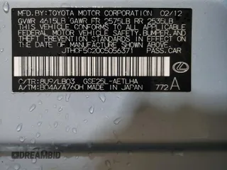 2012 Lexus IS 250 z VIN JTHCF5C20C5056371, wystawiony jako Copart lot #50906435 z przebiegiem 111 783 mil mil oraz Szkoda całkowita • Salvage title. Historia ofert i sprzedaży dostępna na DreamBid. Obrazek 14.
