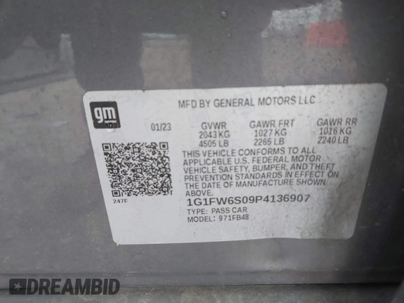 2023 Chevrolet Bolt EV 1LT z VIN 1G1FW6S09P4136907, wystawiony jako IAAI lot #42081367 z przebiegiem 41 736 mil mil oraz . Historia ofert i sprzedaży dostępna na DreamBid. Obrazek 9.