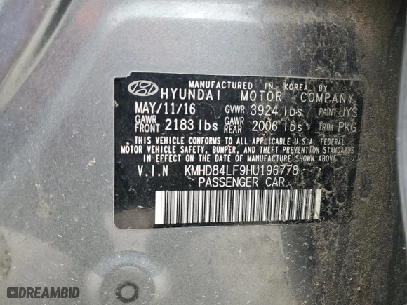 2017 Hyundai Elantra SE with VIN KMHD84LF9HU196778, listed as a Copart auction lot 49861335 with 130,011 mi miles and Salvage Title. Bid and sale history available at carsss.com. Image 15.