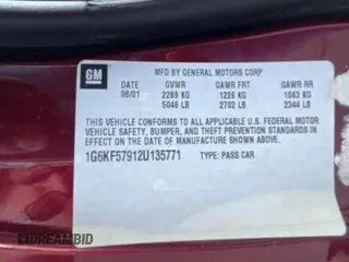 2002 Cadillac DeVille DTS with VIN 1G6KF57912U135771, listed as a Copart auction lot 82052554 with 56,268 mi miles and Clean Title. Bid and sale history available at carsss.com. Image 10.