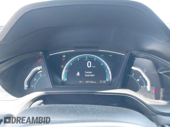 2019 Honda Civic Sedan LX with VIN 19XFC2F61KE202252, listed as a IAAI auction lot 42139362 with 37,128 mi miles. Bid and sale history available at carsss.com. Image 7.