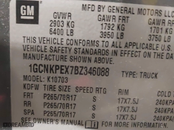 2011 Chevrolet Silverado 1500 Work Truck with VIN 1GCNKPEX7BZ346088, listed as a IAAI auction lot 41482727 with 110,475 mi miles. Bid and sale history available at carsss.com. Image 9.