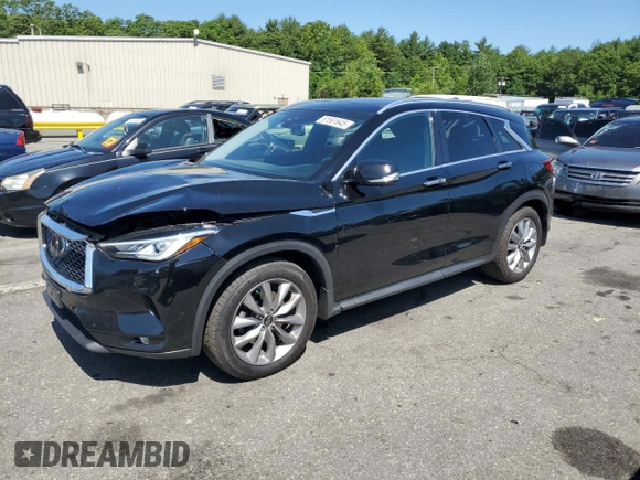 2021 Infiniti QX50 Essential with VIN 3PCAJ5CB3MF119468, listed as a Copart auction lot 61561645 with 56,347 mi miles and Salvage title. Bid and sale history available at DreamBid. Image 1.