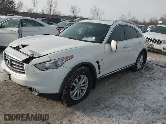 2015 Infiniti QX70 with VIN JN8CS1MW4FM481257, listed as a IAAI auction lot 41390187 with 127,892 mi miles and . Bid and sale history available at DreamBid. Image 2.