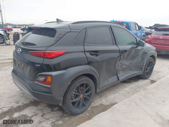 2021 Hyundai Kona NIGHT with VIN KM8K63A5XMU691471, listed as a IAAI auction lot 41589254 with 56,083 mi miles. Bid and sale history available at carsss.com. Image 4.