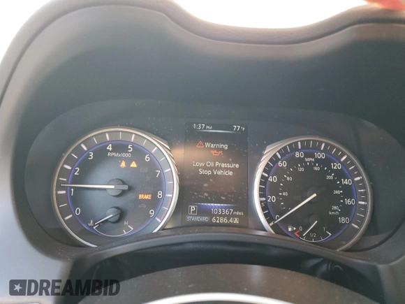 2016 Infiniti Q50 Red Sport 400 with VIN JN1FV7AR8GM451877, listed as a Copart auction lot 77774194 with 103,367 mi miles and Salvage Title. Bid and sale history available at DreamBid. Image 9.